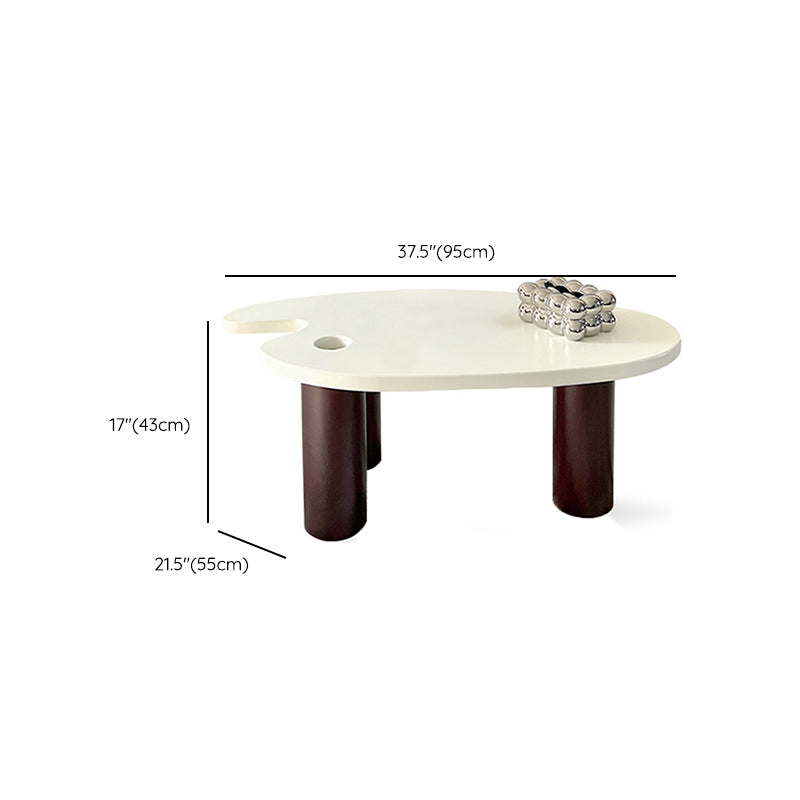 16"H Contemporary Coffee Table White 3 Legs Coffee Cocktail Table