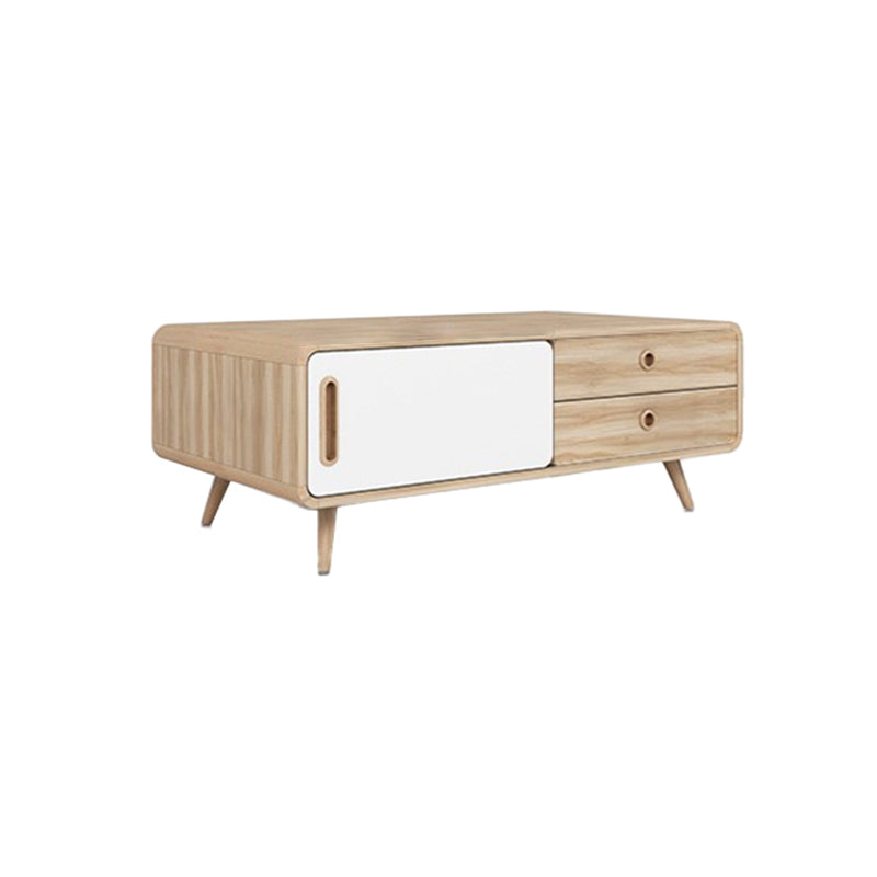 Rectangle Cocktail Table Modern 4 Legs Wood Single Coffee Table