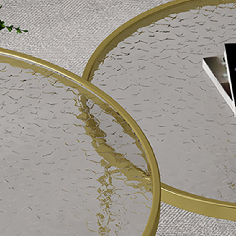 Modern Round Coffee Table Glass Top Nesting Coffee Table Set