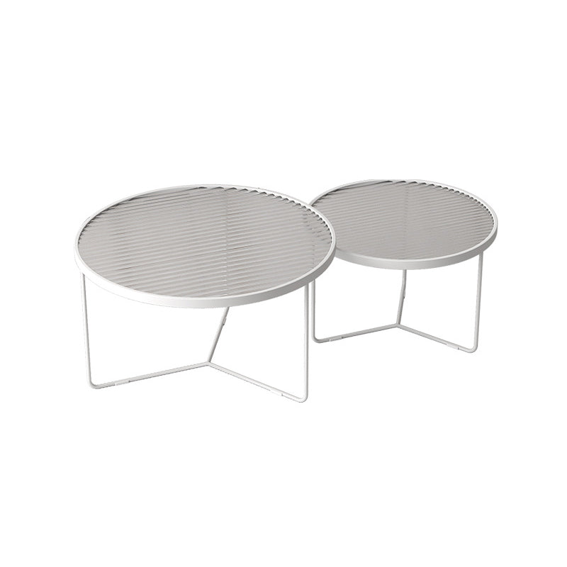 Modern Round Coffee Table Glass Top Nesting Coffee Table Set