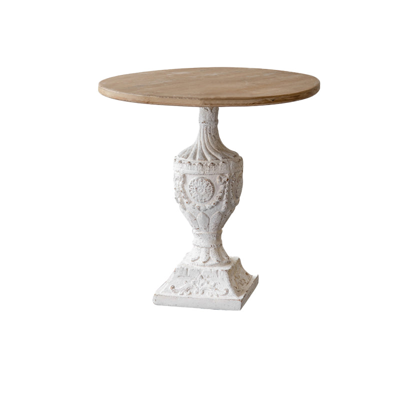 Wood and Metal Side End Snack Table Rustic Style Solid Wood End Table