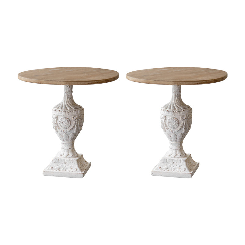 Wood and Metal Side End Snack Table Rustic Style Solid Wood End Table