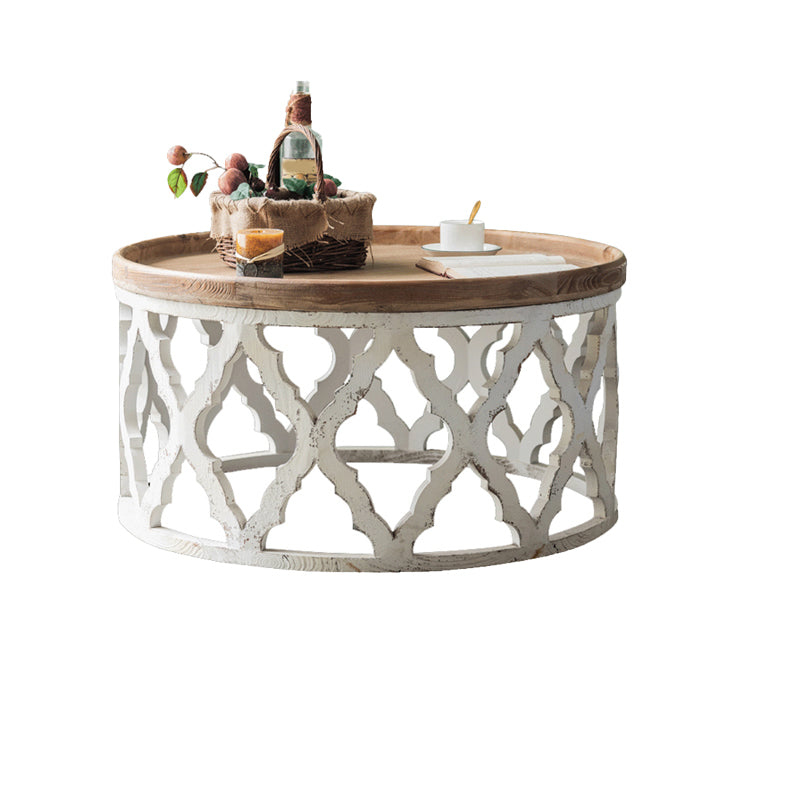 Wood and Metal Side End Snack Table Rustic Style Solid Wood End Table