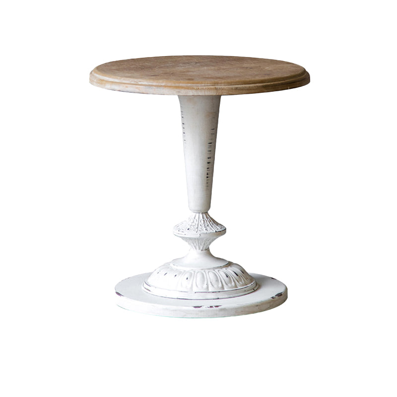 Wood and Metal Side End Snack Table Rustic Style Solid Wood End Table