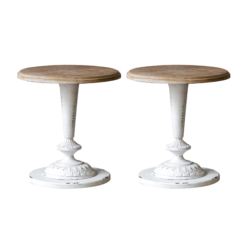 Wood and Metal Side End Snack Table Rustic Style Solid Wood End Table