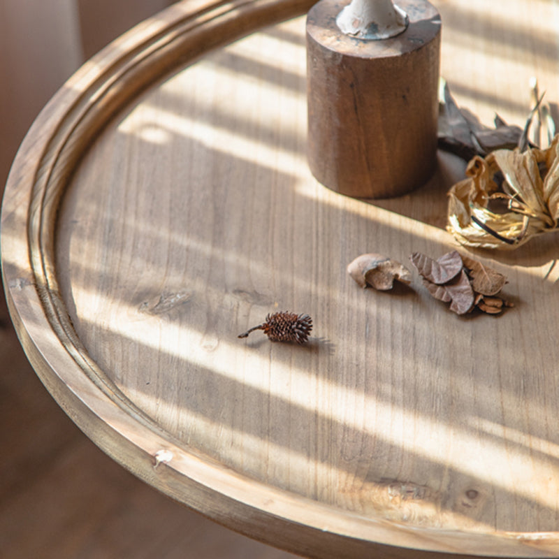 Wood and Metal Side End Snack Table Rustic Style Solid Wood End Table