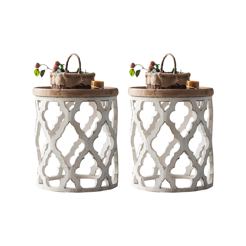 Wood and Metal Side End Snack Table Rustic Style Solid Wood End Table