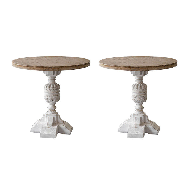 Wood and Metal Side End Snack Table Rustic Style Solid Wood End Table