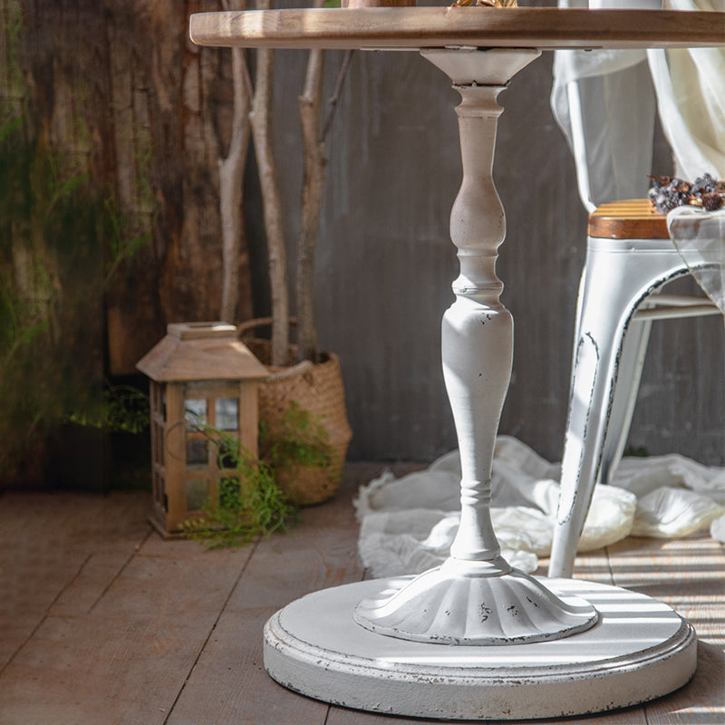 Wood and Metal Side End Snack Table Rustic Style Solid Wood End Table