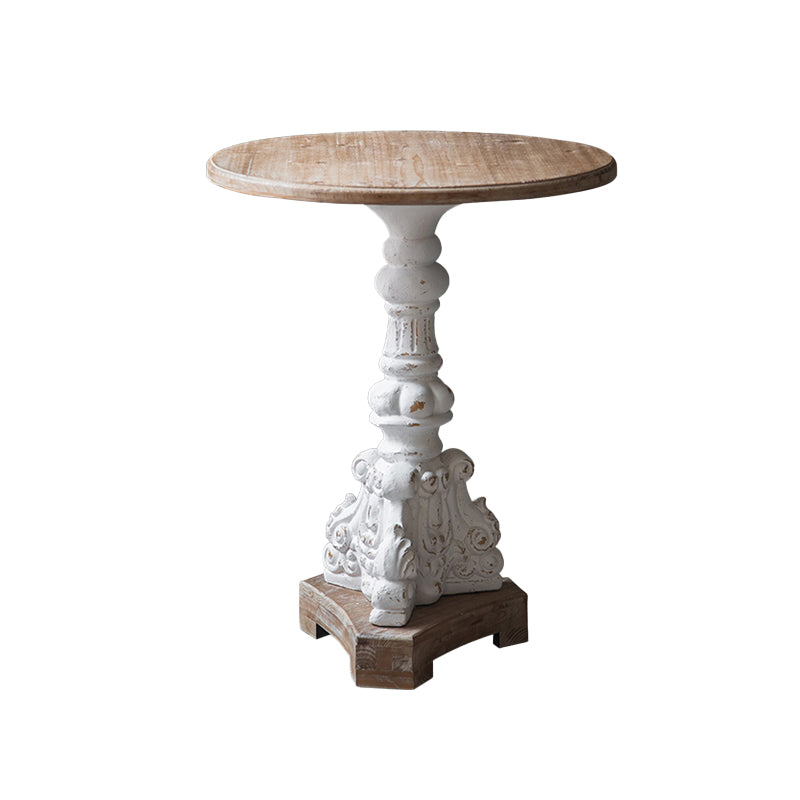 Wood and Metal Side End Snack Table Rustic Style Solid Wood End Table