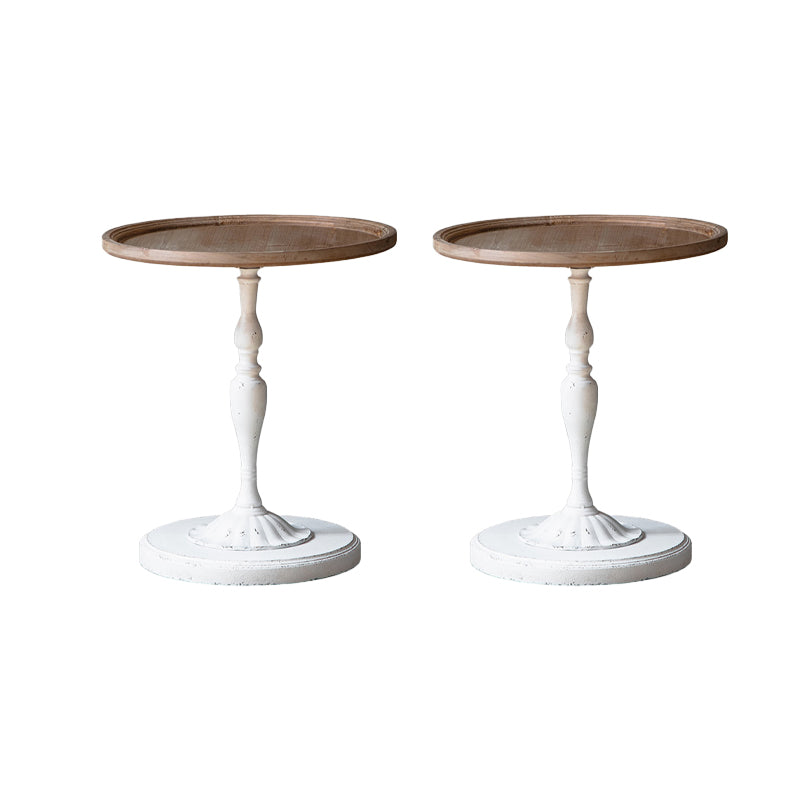 Wood and Metal Side End Snack Table Rustic Style Solid Wood End Table