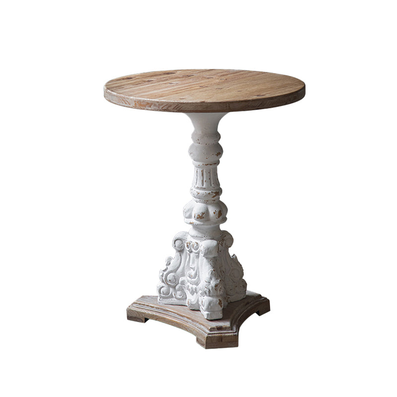 Wood and Metal Side End Snack Table Rustic Style Solid Wood End Table
