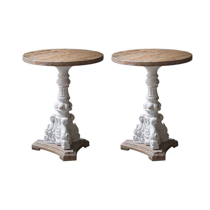 Wood and Metal Side End Snack Table Rustic Style Solid Wood End Table