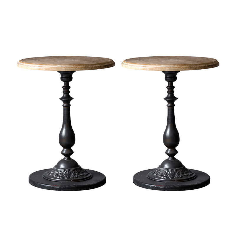 Wood and Metal Side End Snack Table Rustic Style Solid Wood End Table