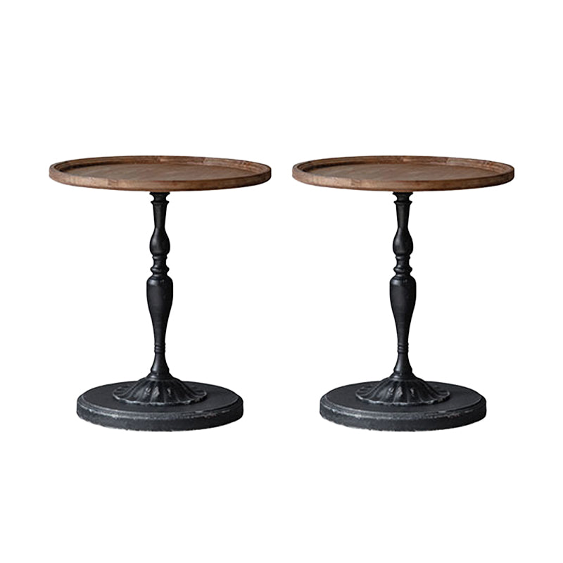 Wood and Metal Side End Snack Table Rustic Style Solid Wood End Table