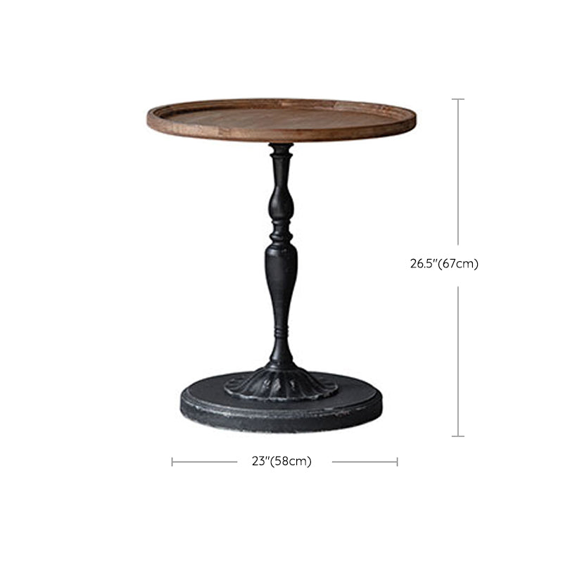 Wood and Metal Side End Snack Table Rustic Style Solid Wood End Table
