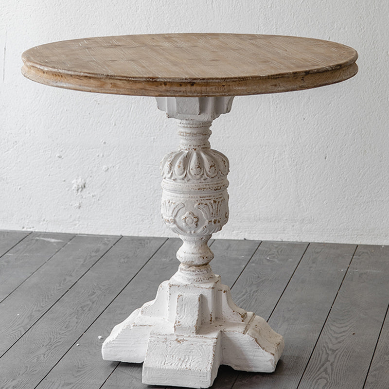 Round Shape Solid Wood End Table with Metal Base Corner Table for Living Room