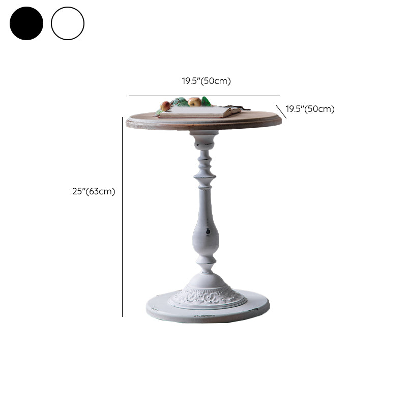 Round Shape Solid Wood End Table with Metal Base Corner Table for Living Room
