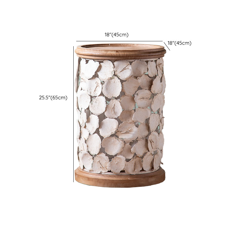 Round Shape Solid Wood End Table with Metal Base Corner Table for Living Room