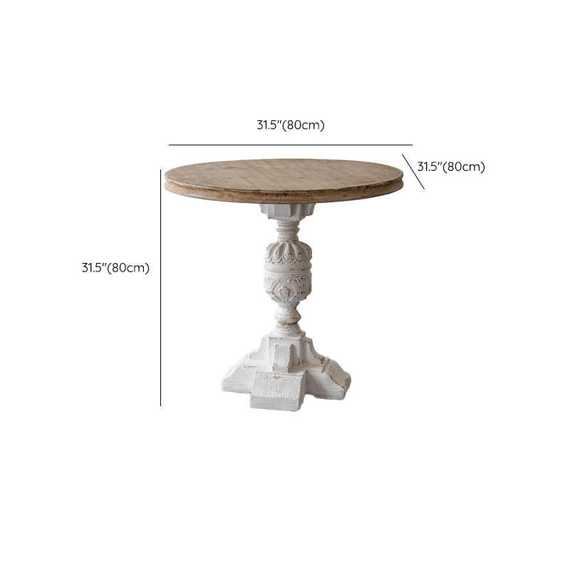 Round Shape Solid Wood End Table with Metal Base Corner Table for Living Room
