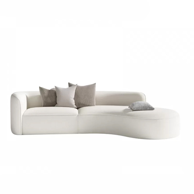 Faux Leather Scandinavian Sectional Sofa Stain-resistant White Sectional