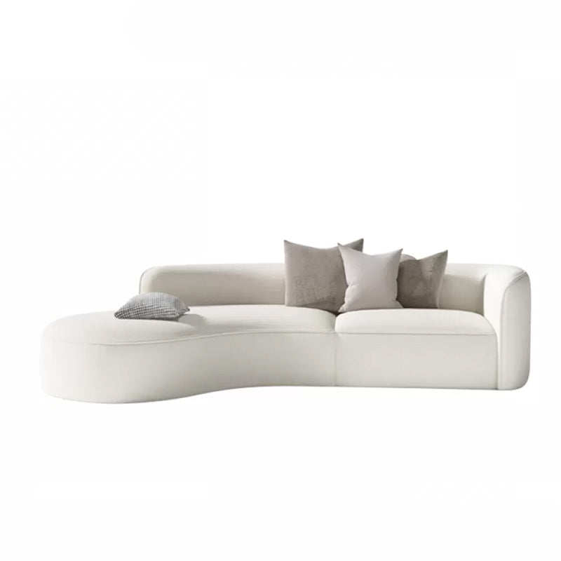 Faux Leather Scandinavian Sectional Sofa Stain-resistant White Sectional