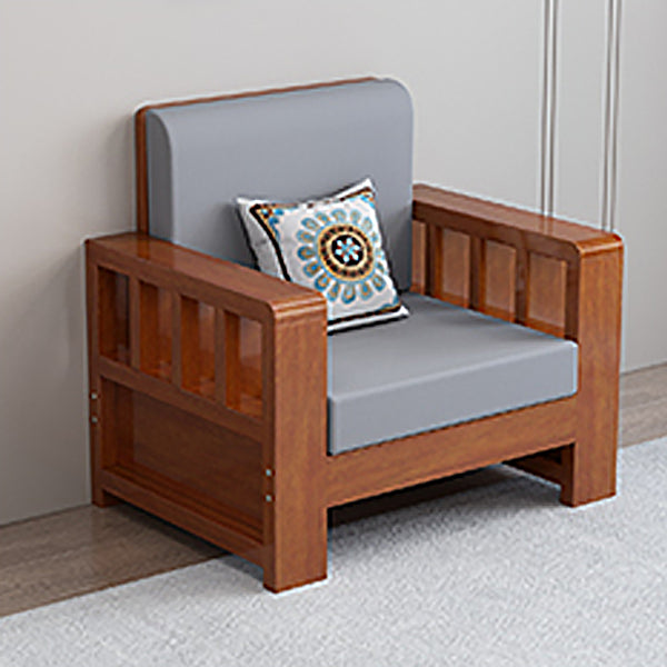 Modern Farmhouse Sofa in Solid Wood with Square Arms for Living Room