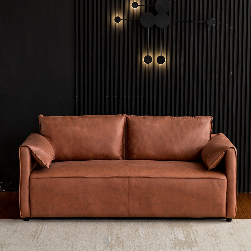 29.52" H Solid Color Faux Leather Sofa Wood Frame Pillow Top Arm Sofa