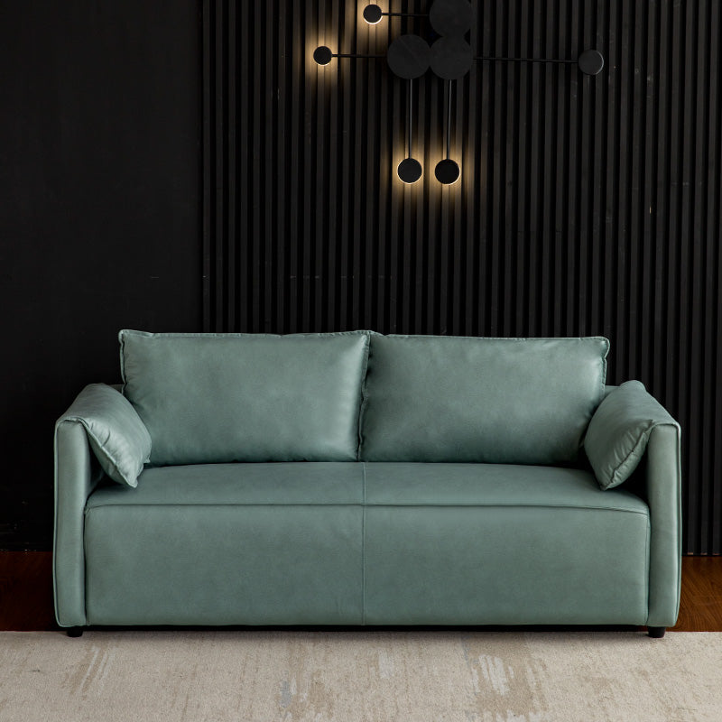 29.52" H Solid Color Faux Leather Sofa Wood Frame Pillow Top Arm Sofa