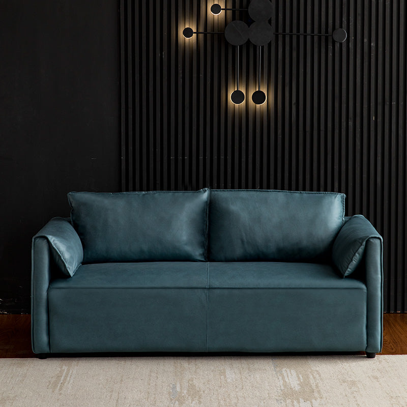 29.52" H Solid Color Faux Leather Sofa Wood Frame Pillow Top Arm Sofa