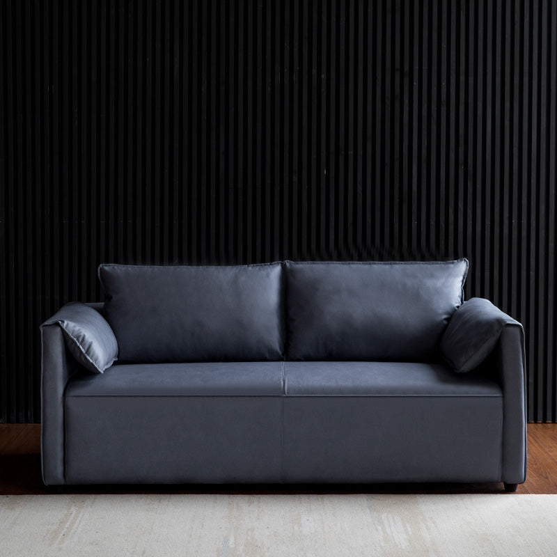 29.52" H Solid Color Faux Leather Sofa Wood Frame Pillow Top Arm Sofa