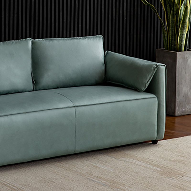 29.52" H Solid Color Faux Leather Sofa Wood Frame Pillow Top Arm Sofa