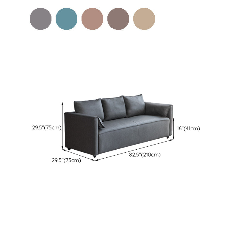 29.52" H Solid Color Faux Leather Sofa Wood Frame Pillow Top Arm Sofa