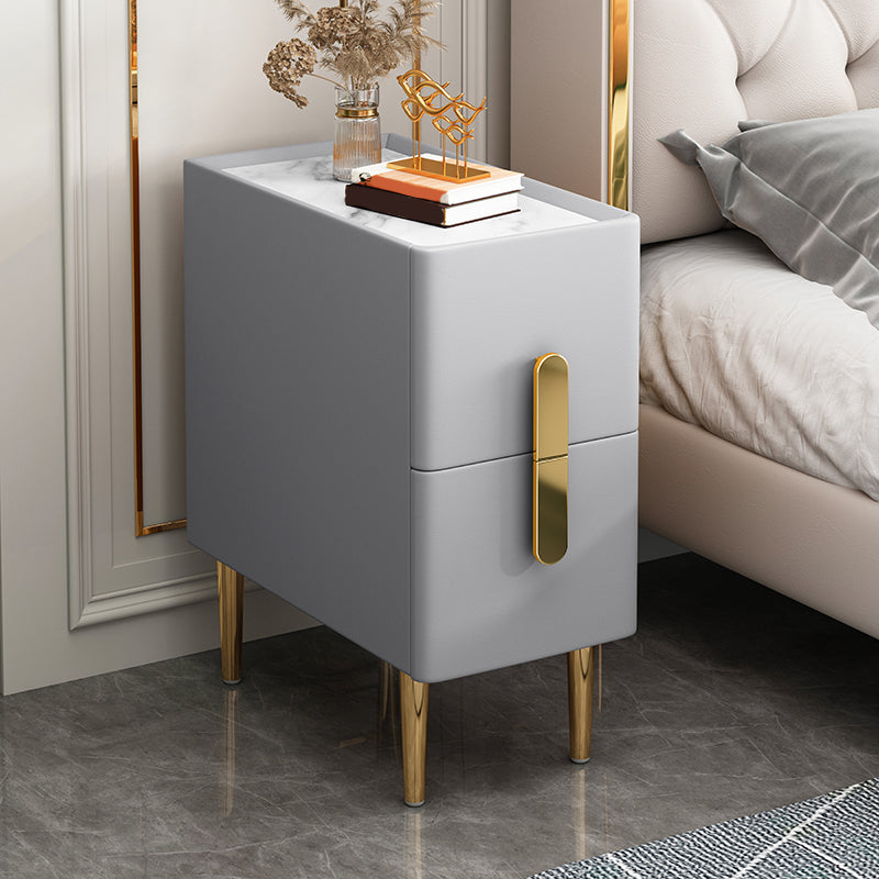 Classic Glam Bedside Cabinet Stone Bed Nightstand with Drawers