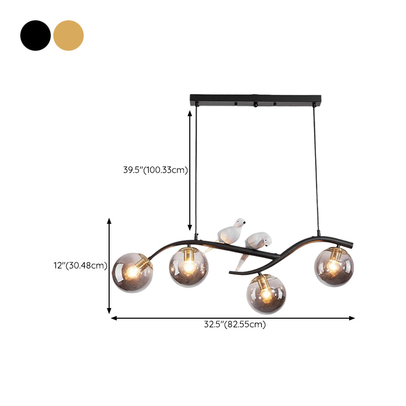 Contemporary Glass Island Lighting Fixture Creative Hanging Light for Dining Room