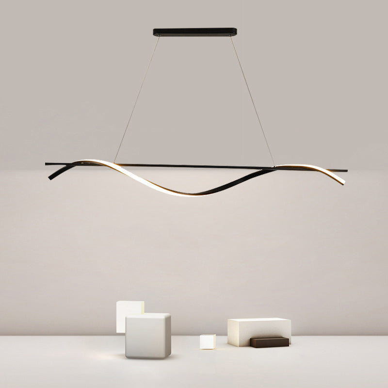 Metal Linear Pendant Light Kit Modern 1 Light Island Lights in Black