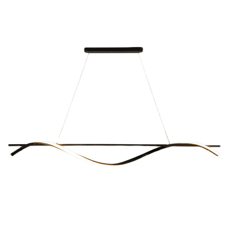 Metal Linear Pendant Light Kit Modern 1 Light Island Lights in Black