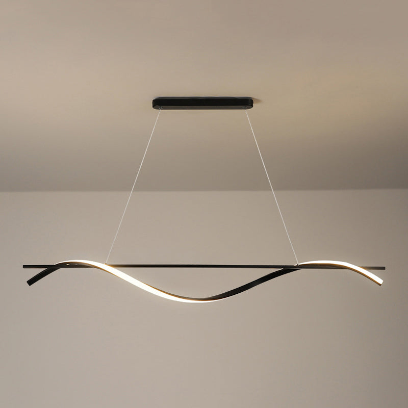 Metal Linear Pendant Light Kit Modern 1 Light Island Lights in Black