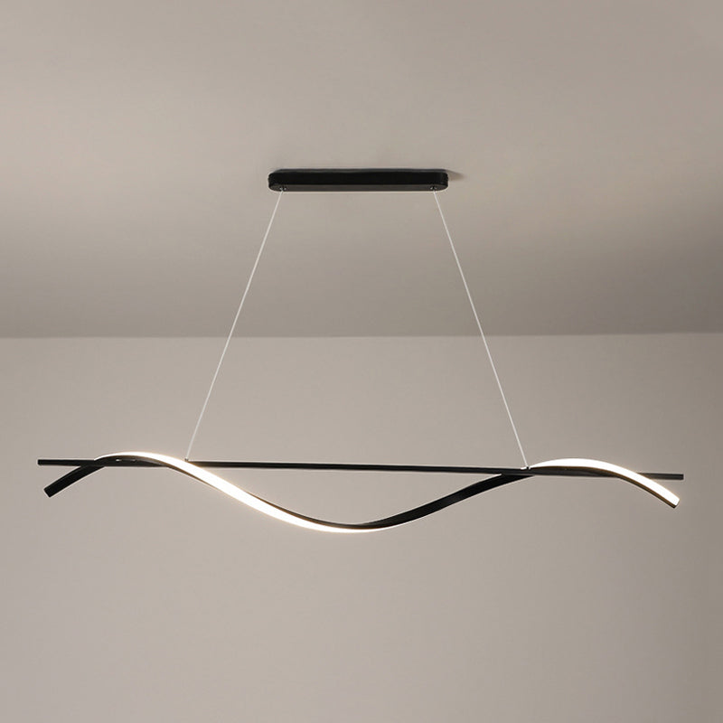 Metal Linear Pendant Light Kit Modern 1 Light Island Lights in Black