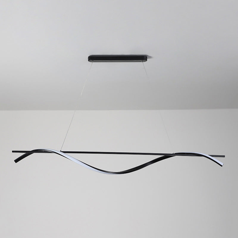 Metal Linear Pendant Light Kit Modern 1 Light Island Lights in Black