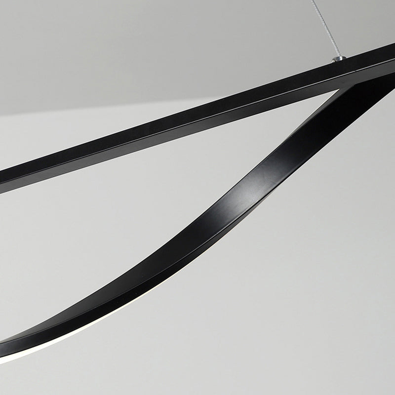 Metal Linear Pendant Light Kit Modern 1 Light Island Lights in Black