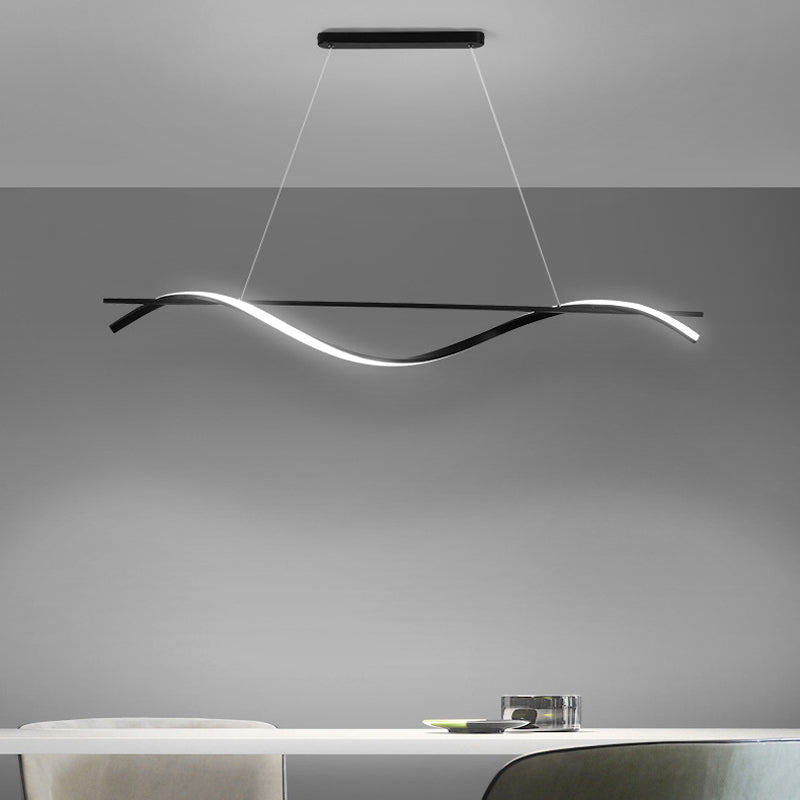 Metal Linear Pendant Light Kit Modern 1 Light Island Lights in Black