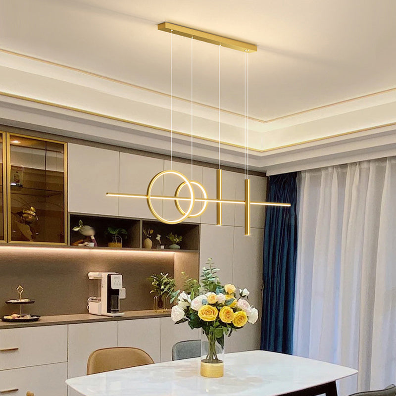 5-Light Modernism Golden/Black Island Lighting LED Ceiling Light for Kitchen