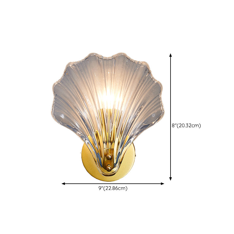 Glass Shell-Shaped Wall Light Sconces Modern 1 Light Wall Mounted Lamp