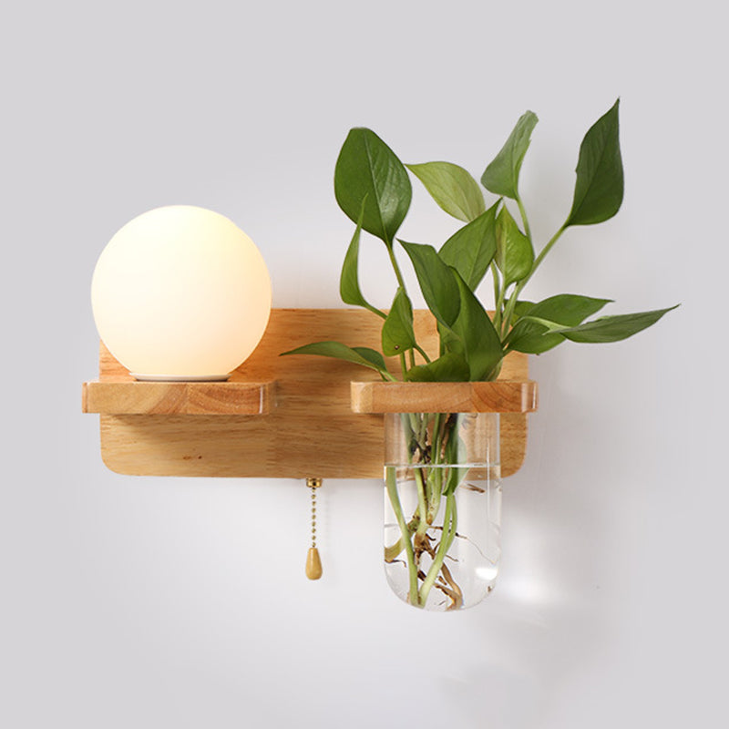 Modern Style Wall Light Fixture Wooden Wall Light Sconce without Plants for Bedroom
