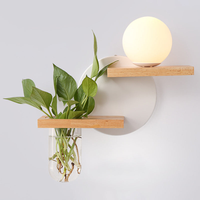 Modern Style Wall Light Fixture Wooden Wall Light Sconce without Plants for Bedroom