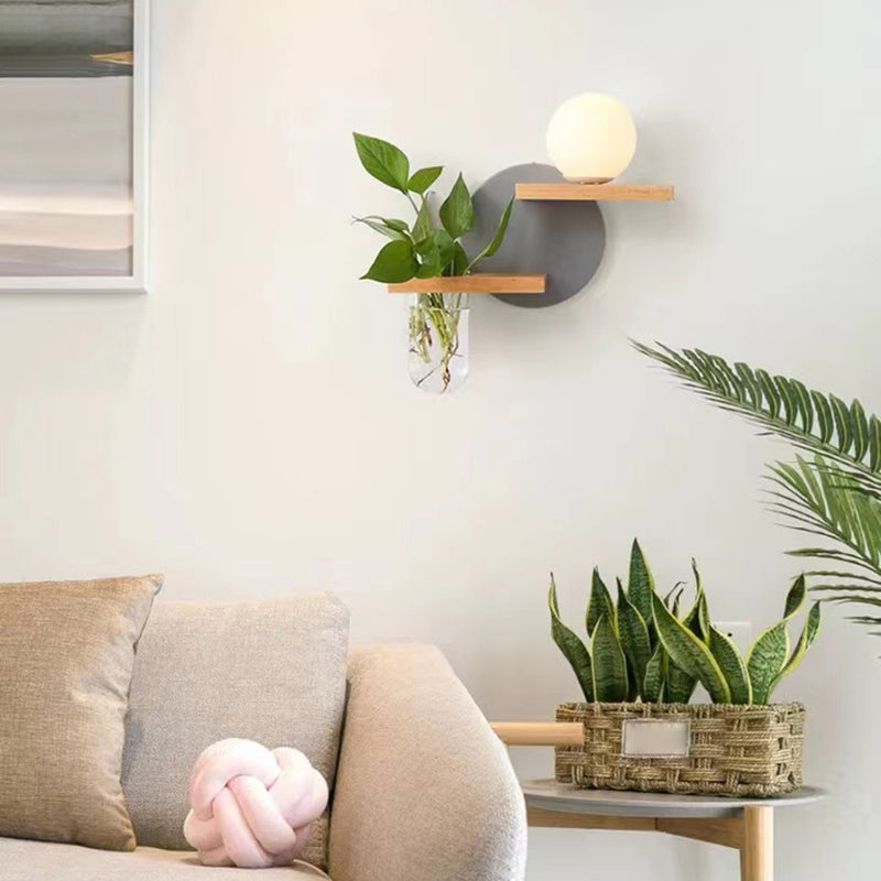 Modern Style Wall Light Fixture Wooden Wall Light Sconce without Plants for Bedroom
