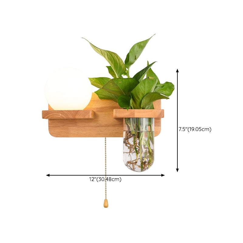 Modern Style Wall Light Fixture Wooden Wall Light Sconce without Plants for Bedroom