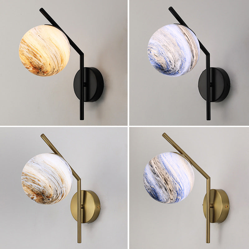 Modernist Wall Sconce Orb Wall Light Fixture with Glass for Bedroom
