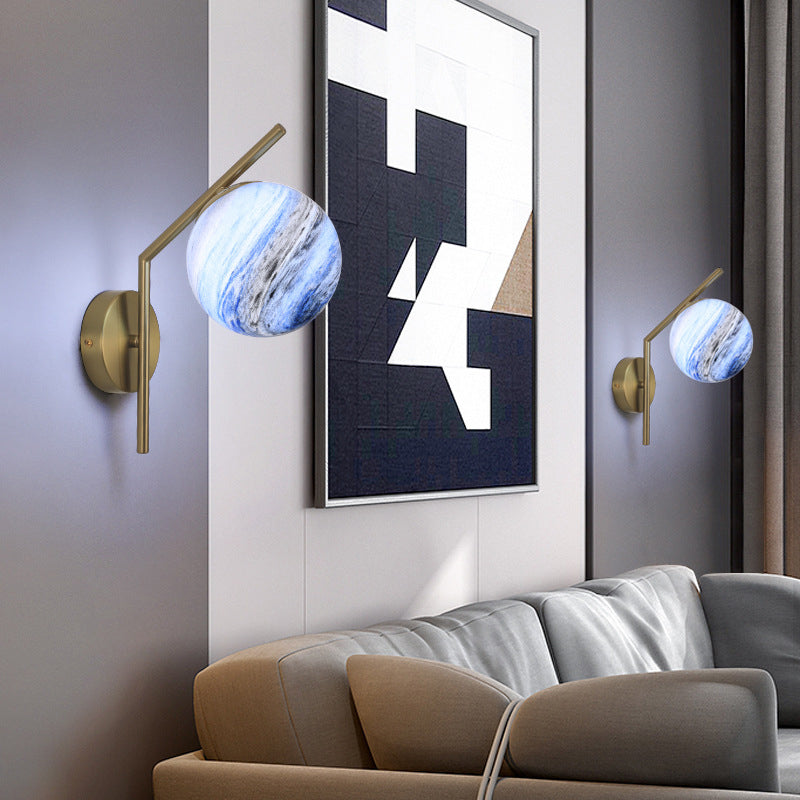 Modernist Wall Sconce Orb Wall Light Fixture with Glass for Bedroom